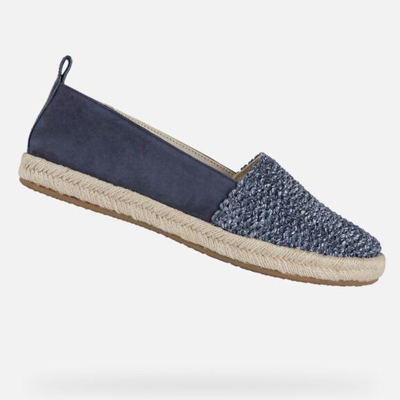 NEW Geox Modesty Blue Suede Textile Espadrille Flats, Size 5, MSRP $150 - Picture 1 of 12